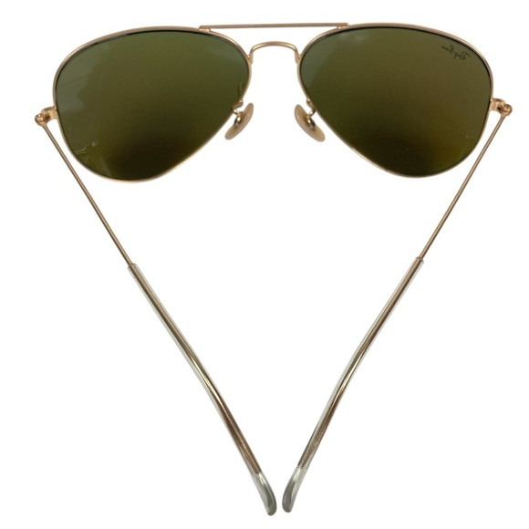 RAY BAN RB3025 Polarized Large Aviator Sunglasses Gold with Blue Lenses - Picture 8 of 16